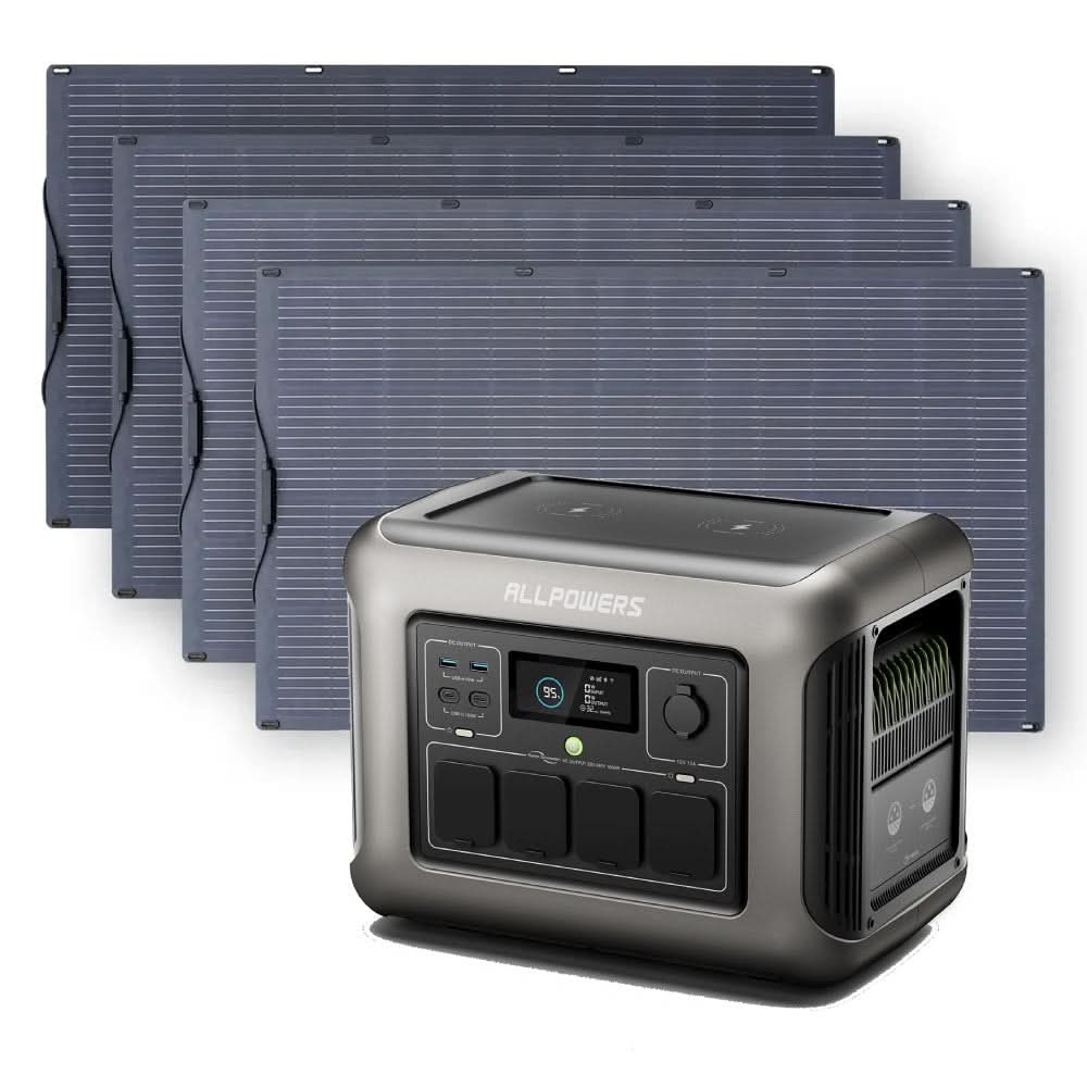 ALLPOWERS Zonnegeneratorset 1800W (R1500 + SF200 200W flexibel zonnepaneel)