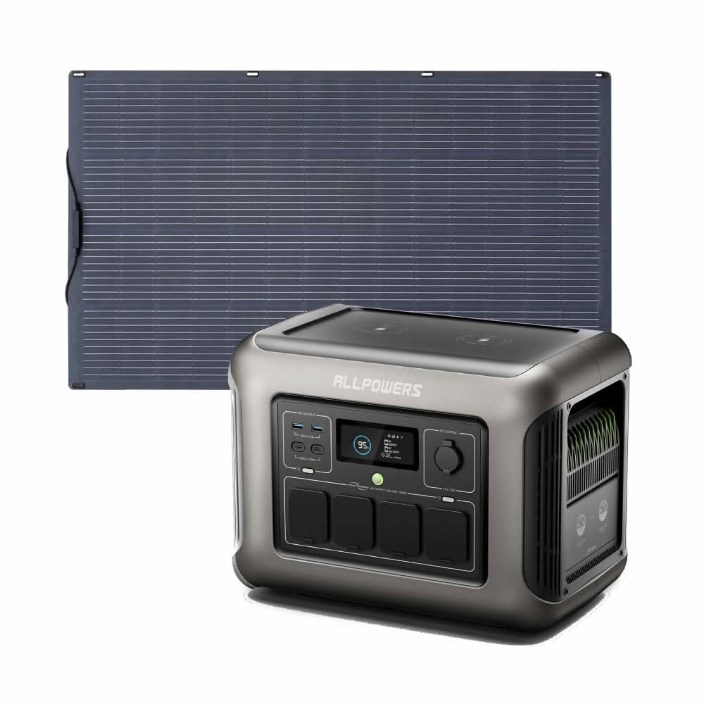 ALLPOWERS Zonnegeneratorset 1800W (R1500 + SF200 200W flexibel zonnepaneel)