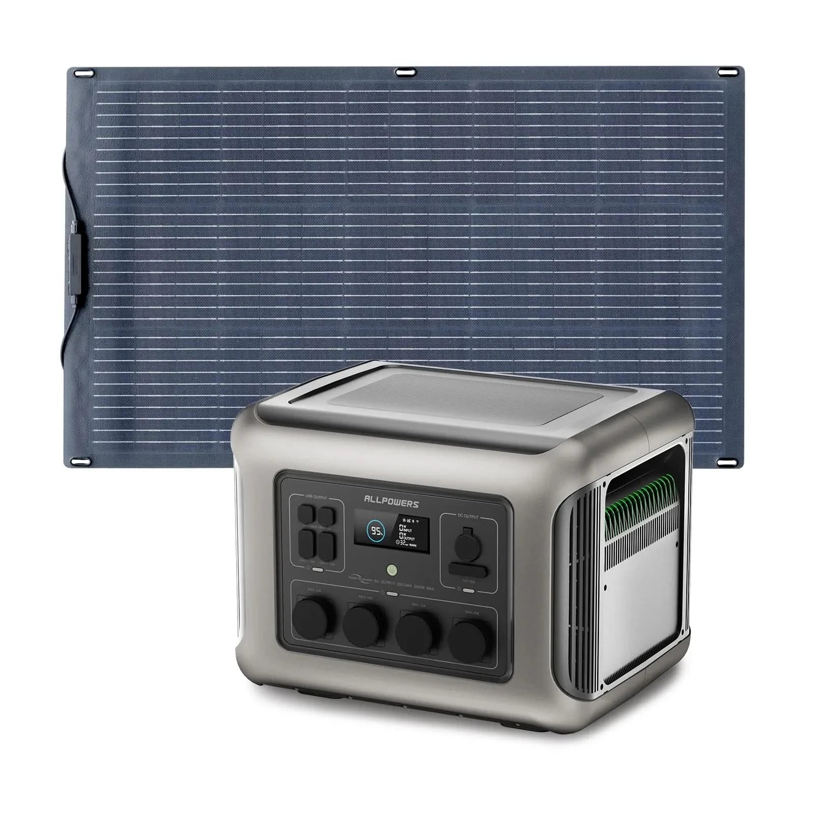 ALLPOWERS Zonnegeneratorset 2500W (R2500-V2 + SF100 100W flexibel zonnepaneel)