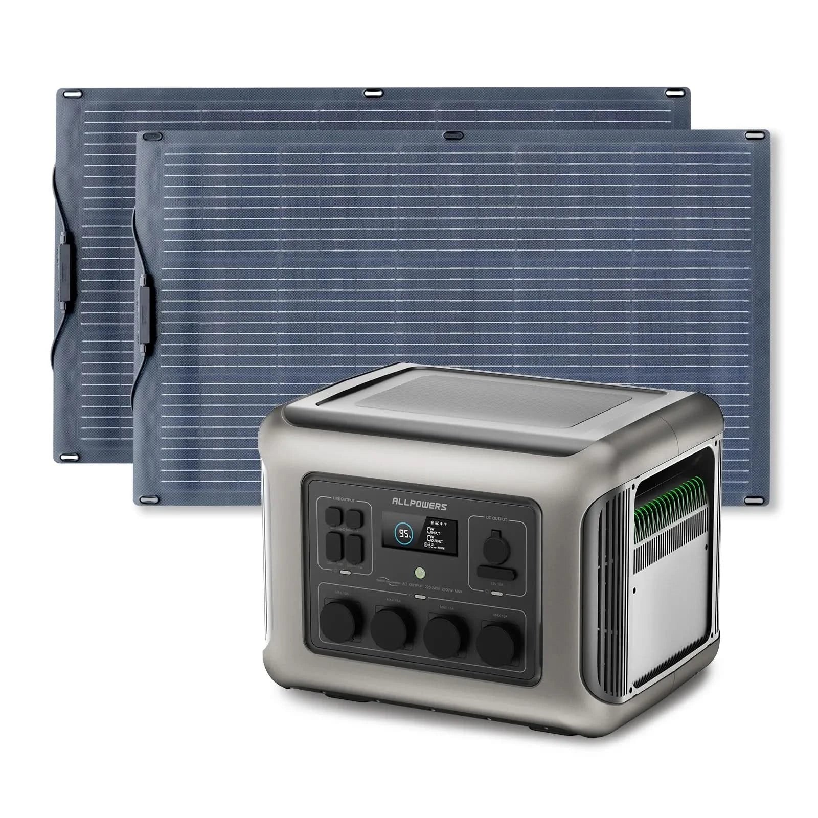 ALLPOWERS Zonnegeneratorset 1800W (R1500 + SF100 100W flexibel zonnepaneel)