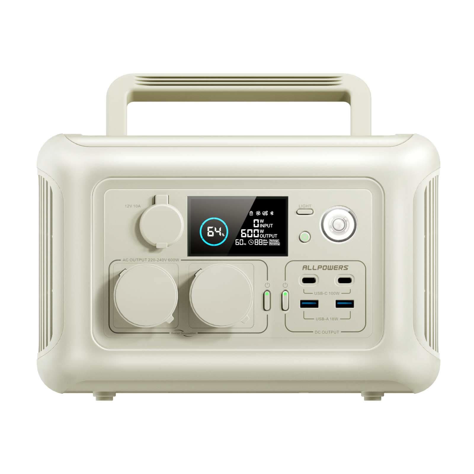 ALLPOWERS R600 Beige Draagbaar Energiestation 600W 299Wh LiFeP04 Accu